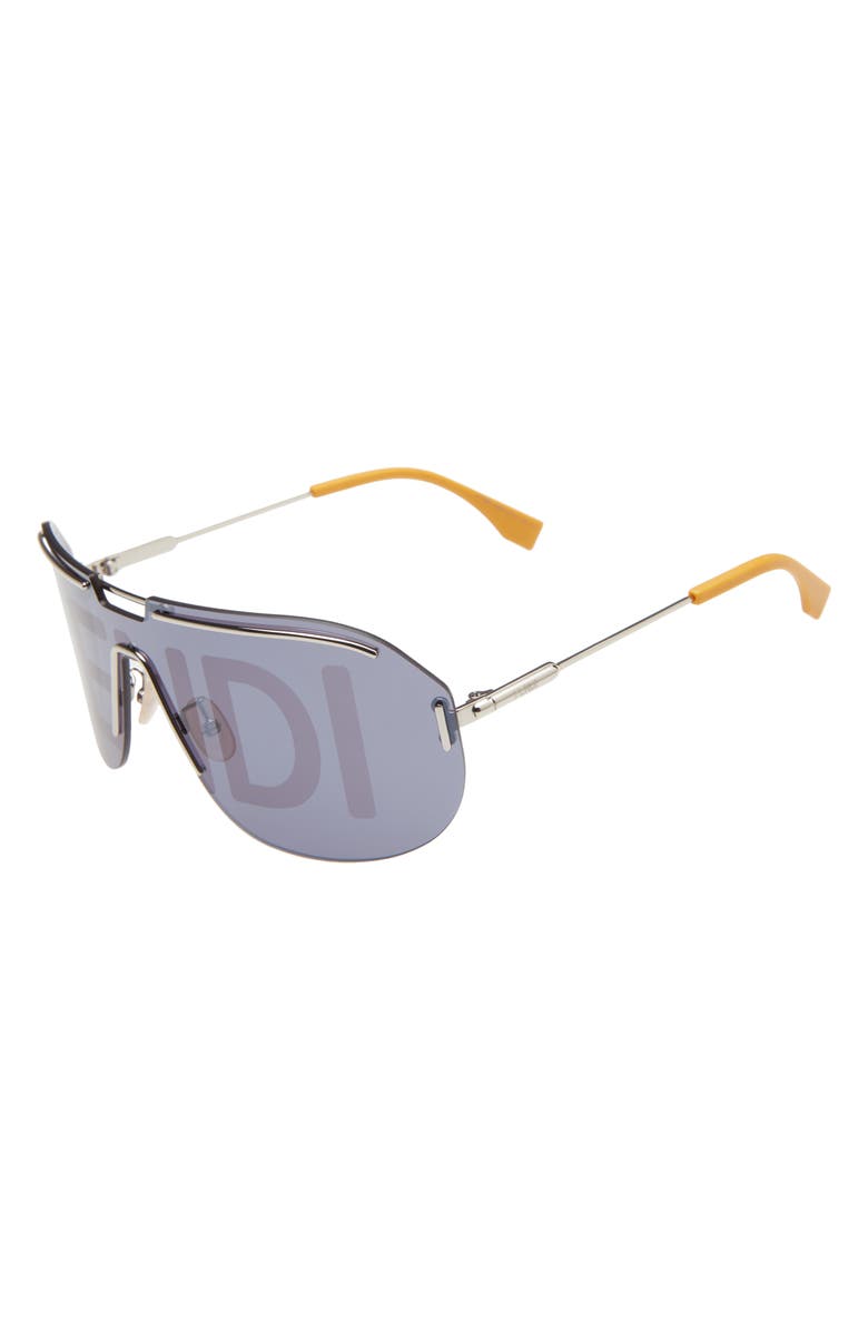 Fendi Logo Print 99mm Shield Sunglasses, Alternate, color, 