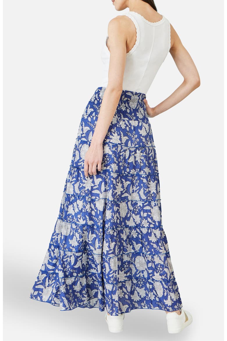 Floral Cotton Tiered Maxi Skirt, Alternate, color, Blue
