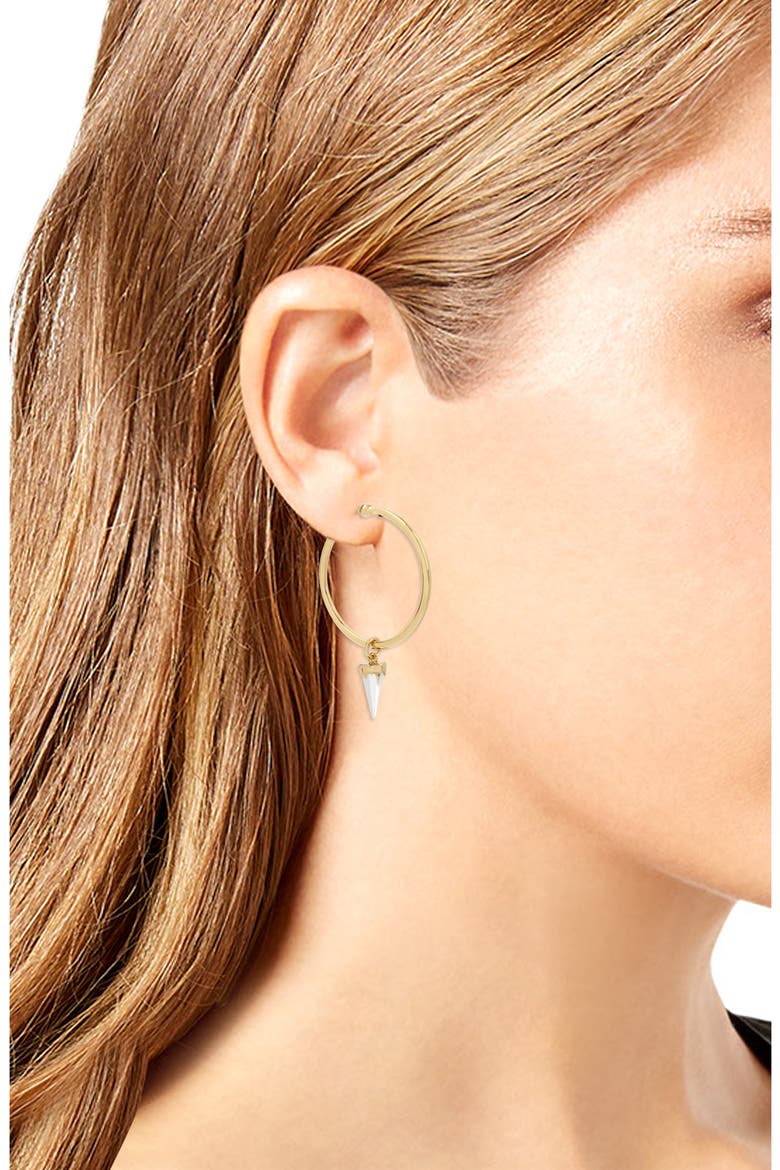 Spike Drop Hoop Earrings, Alternate, color, CRYSTAL/ GOLD
