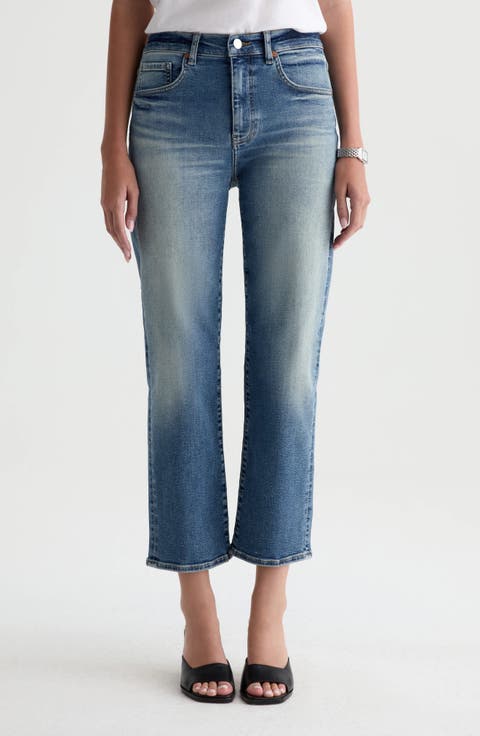 Brinley Mid Rise Crop Straight Leg Jeans (15 Years Bouquet)