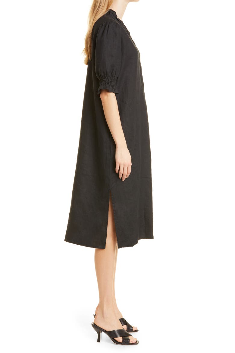 Nydela Linen Shift Dress, Alternate, color, BLACK
