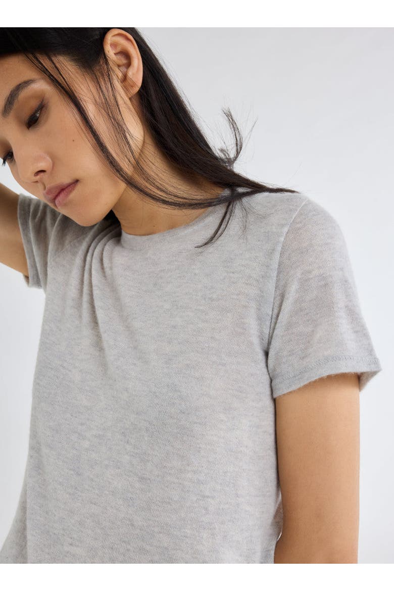 100% Machine Washable Cashmere Short Sleeve Crewneck T-Shirt, Alternate, color, BRUME CHINE