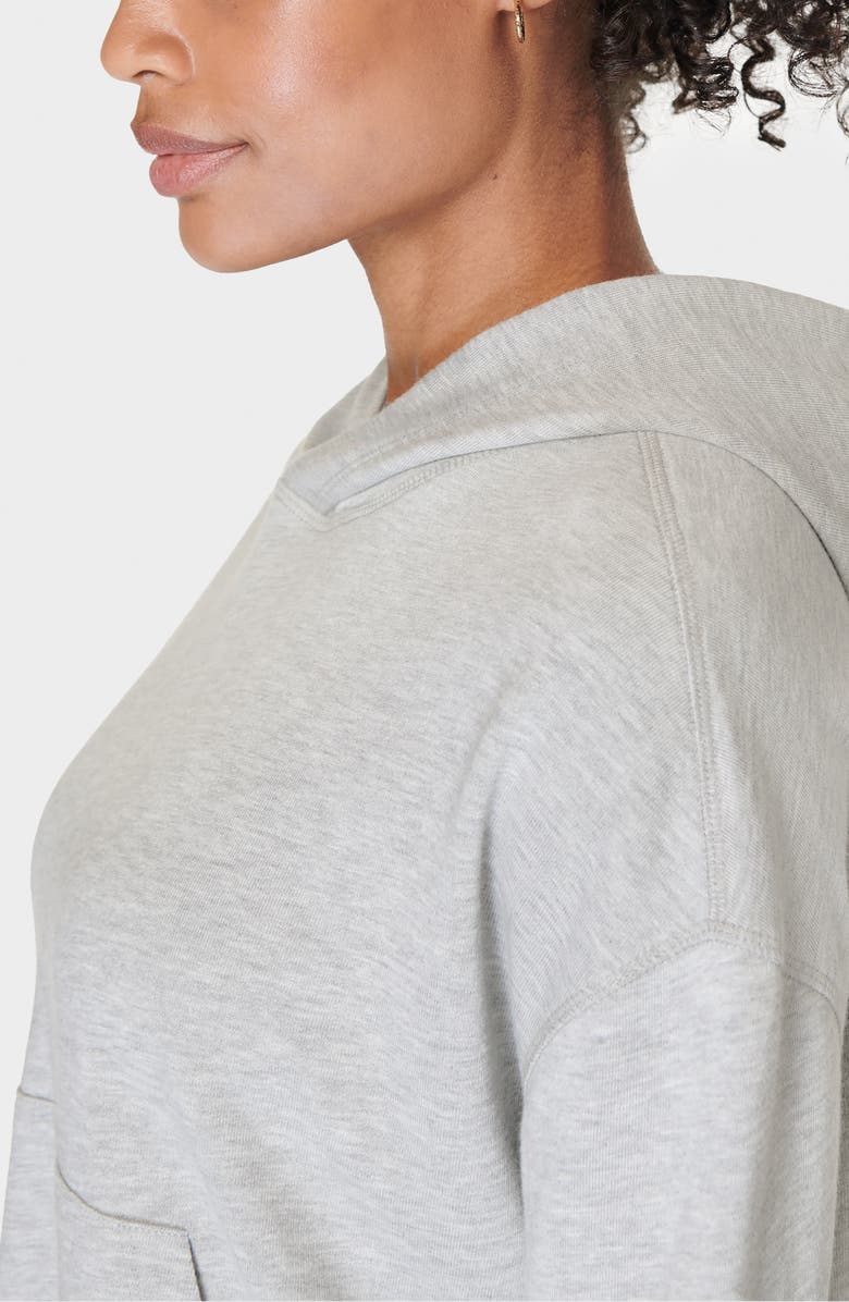 Sweaty Betty After Class Crop Hoodie, Alternate, color, Light Grey Marl