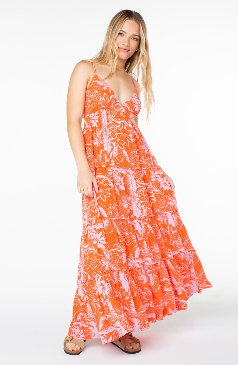 Roxy Warm Rays Floral Maxi Dress, Alternate, color, Tigerlily Tropicool Print