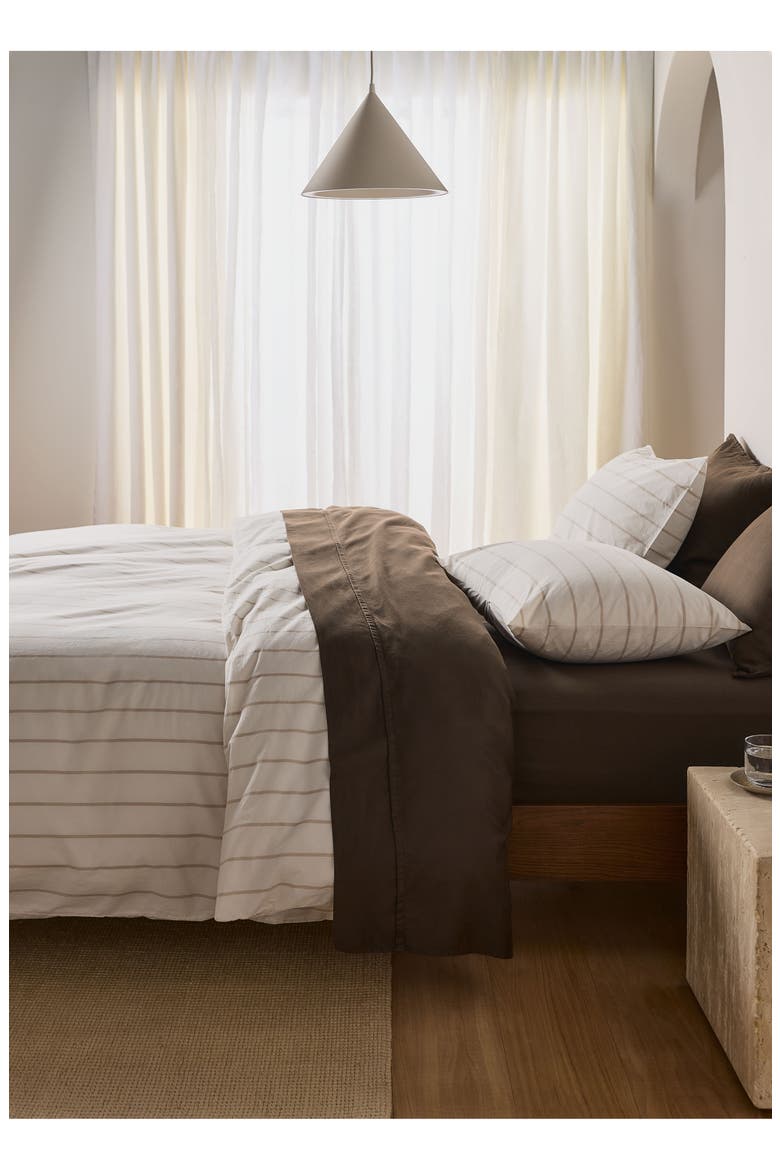 Brushed Cotton Duvet Cover, Alternate, color, CREAM/LATTE