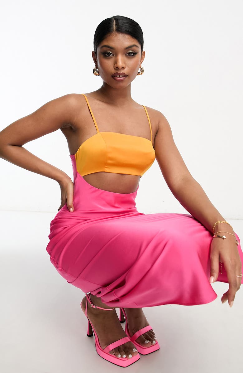 ASOS DESIGN Colorblock Cutout Maxi Dress, Alternate, color, 