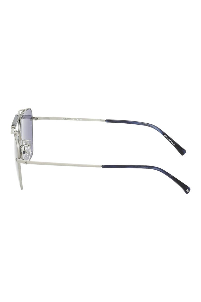 56mm Navigator Sunglasses, Alternate, color, SILVER / NAVY HORN / BLUE