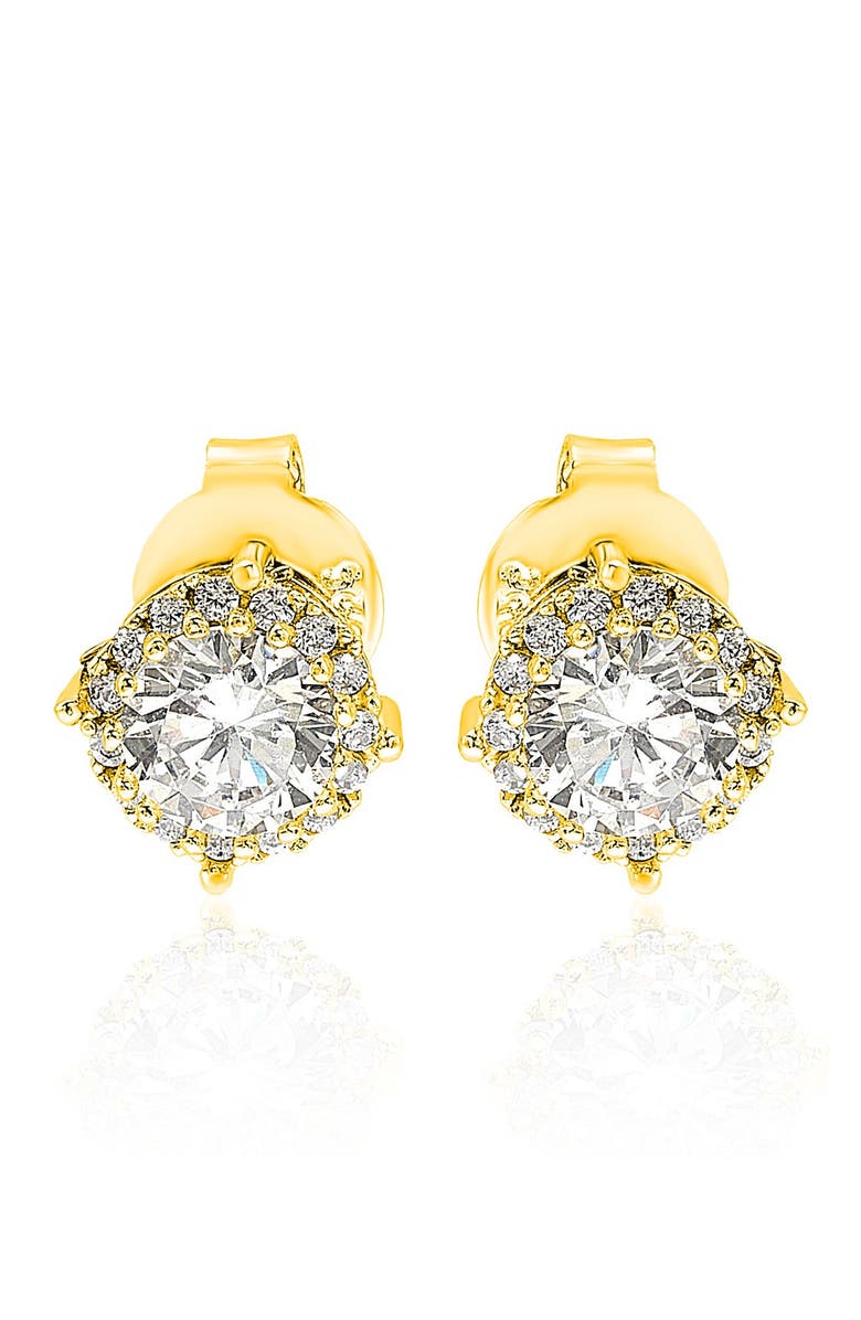 SUZY LEVIAN Gold Sterling Silver Cubic Zirconia Stud Earrings, Main, color, White
