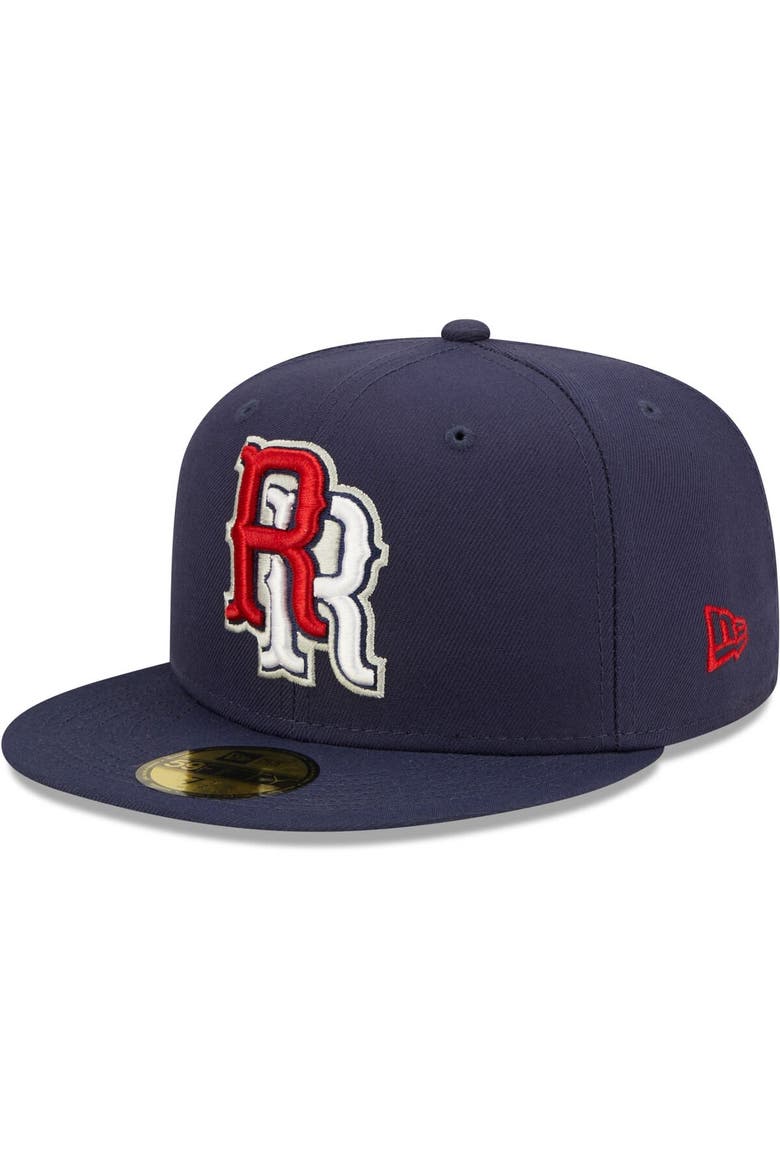 Men's New Era Navy Round Rock Express Authentic Collection Road 59FIFTY Fitted Hat, Main, color, Navy