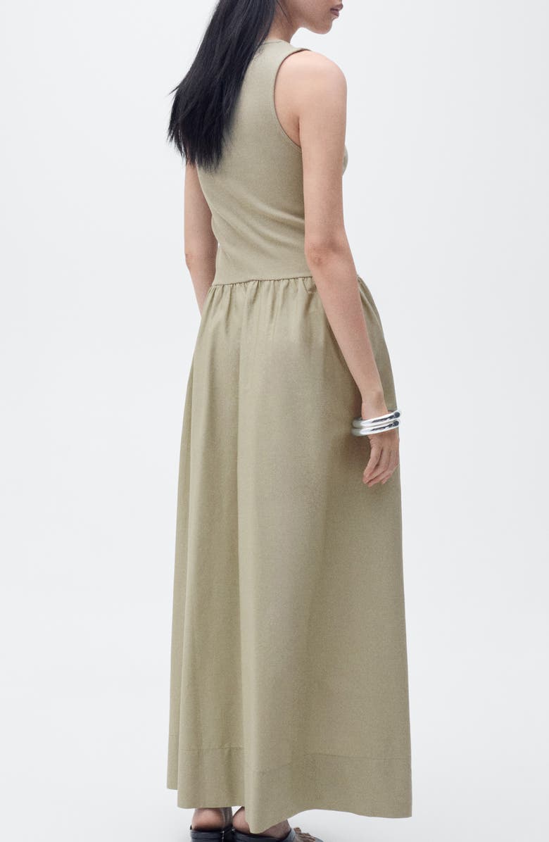 MANGO Valvi Mixed Media Maxi Dress, Alternate, color, Ecru