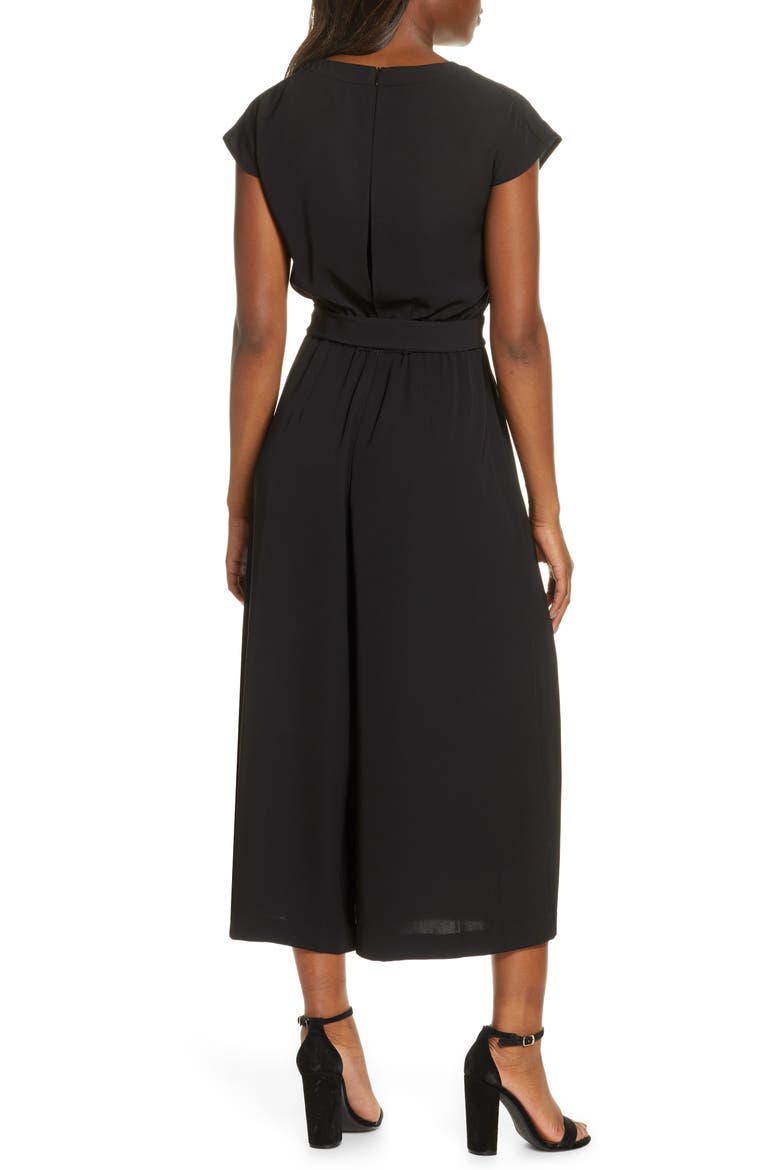 Faux Wrap Crop Jumpsuit, Alternate, color, BLACK