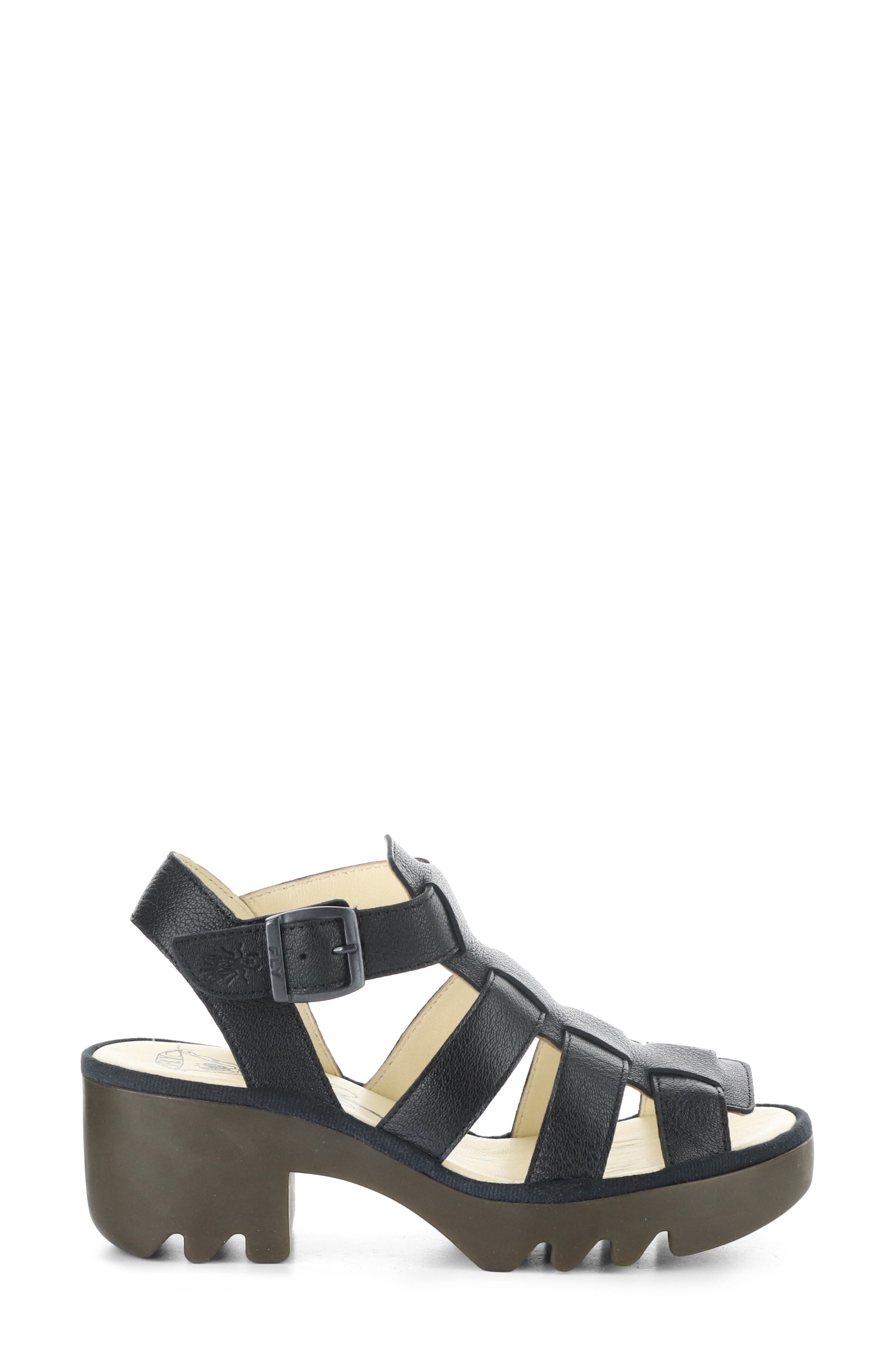 Fly London Lug Sole Sandal, Alternate, color, Black