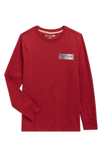 True Religion Kids' Long Sleeve Cotton Graphic T-shirt In Red