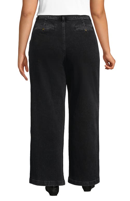 LANDS' END LANDS' END PLUS SIZE HIGH RISE SOFT DENIM PLEATED WIDE LEG TROUSERS