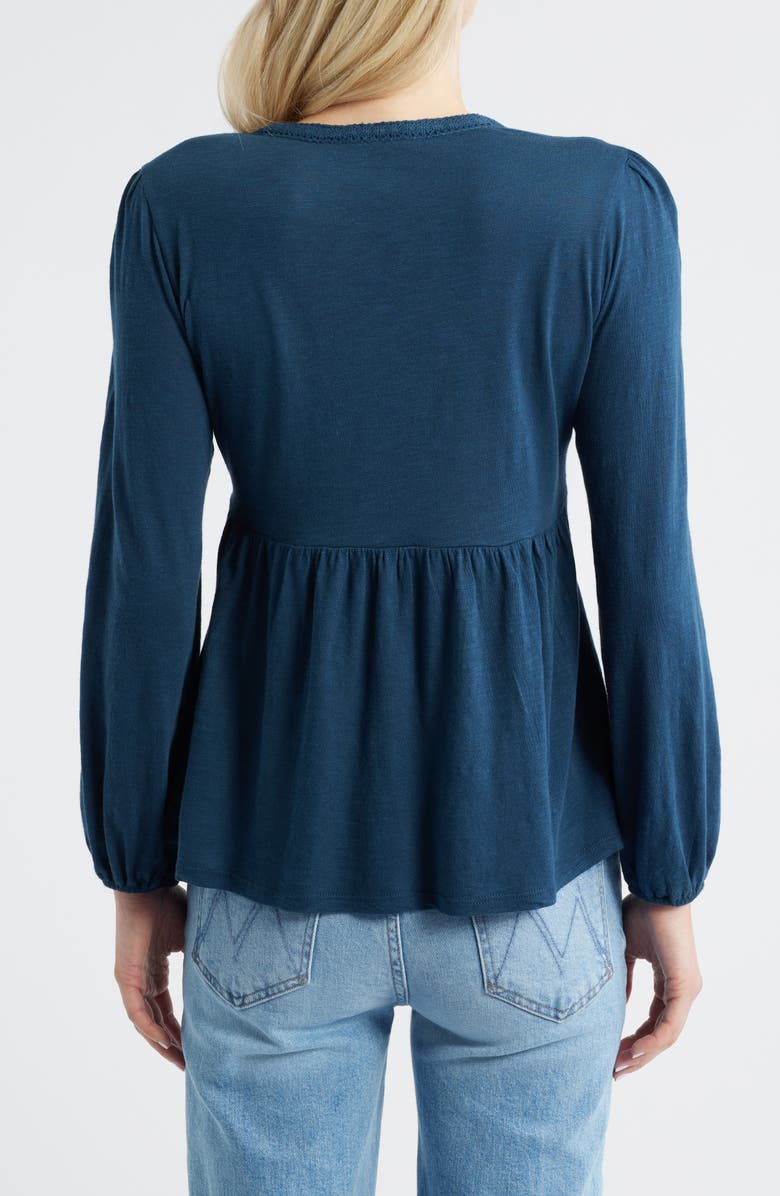 Lucky Brand Floral Embroidered Peplum Top, Alternate, color, Moonlit Ocean