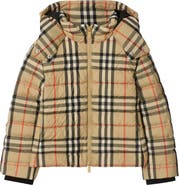 Burberry Check Hooded Puffer Jacket
