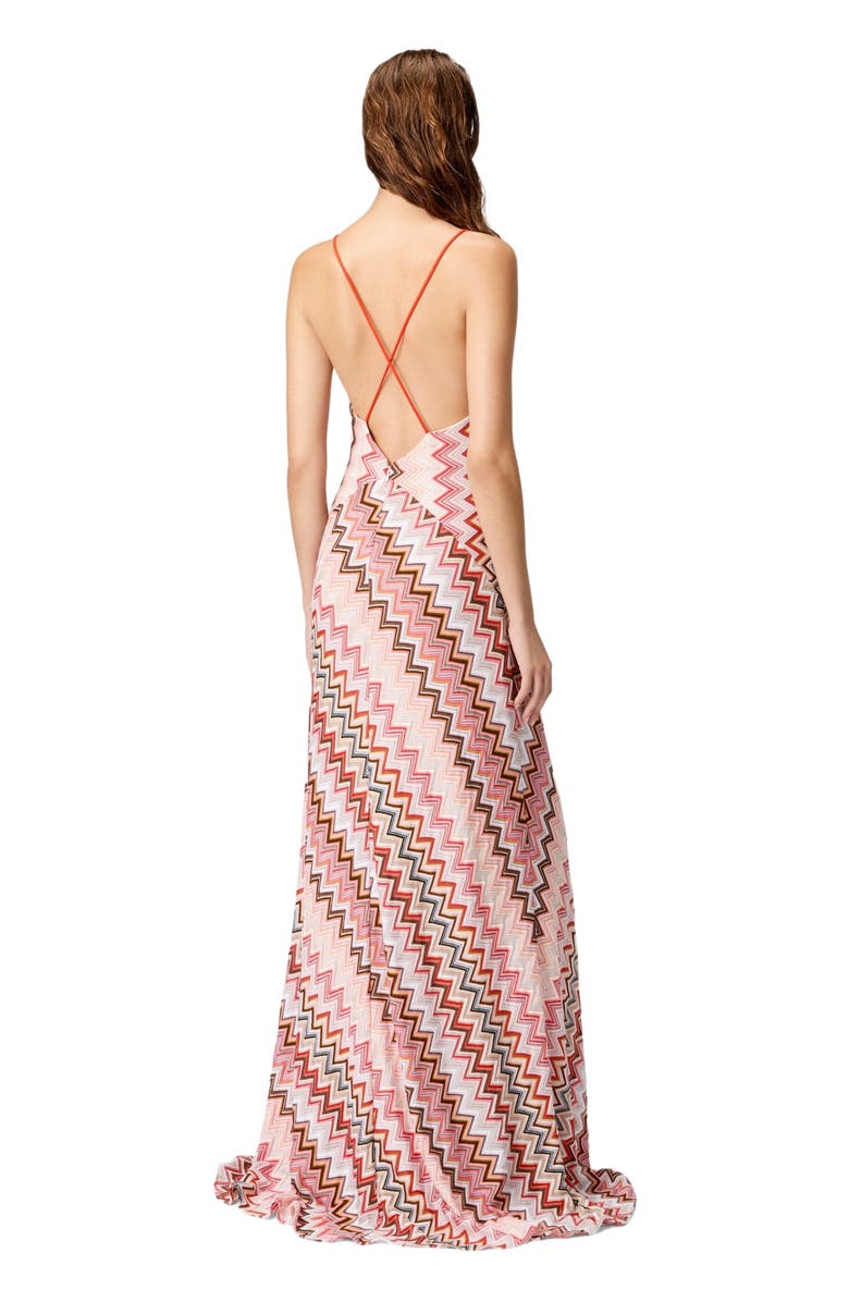 Missoni Long Patchwork Dress With Zig Zag Pattern And Crossed Straps, Alternate, color, Multicoloured
