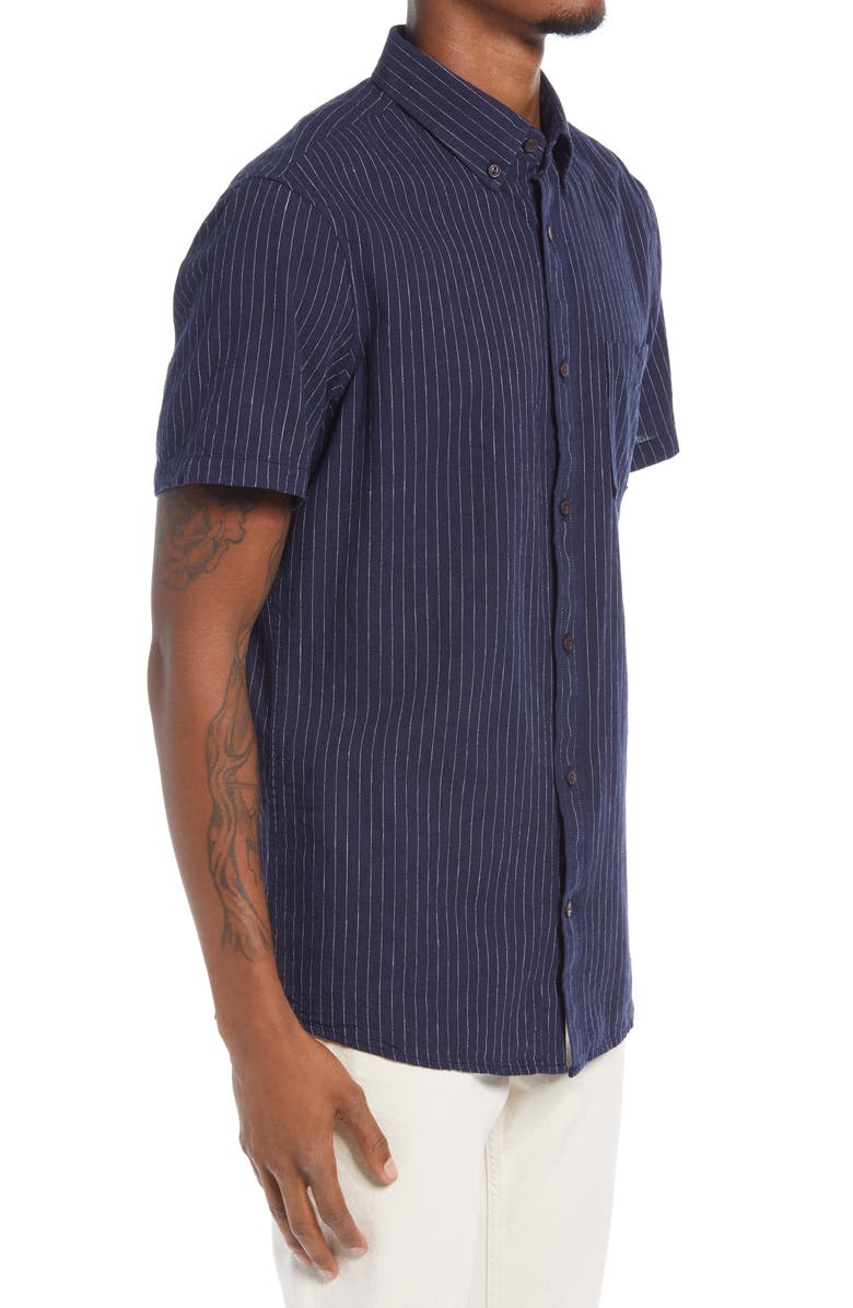 Treasure & Bond Linen Blend Short Sleeve Button-Down Shirt, Alternate, color,