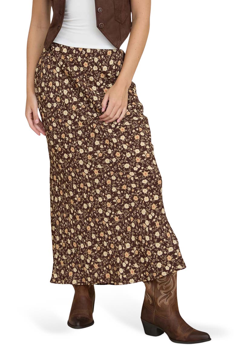 Floral Maxi Skirt, Alternate, color, BROWN MULTI