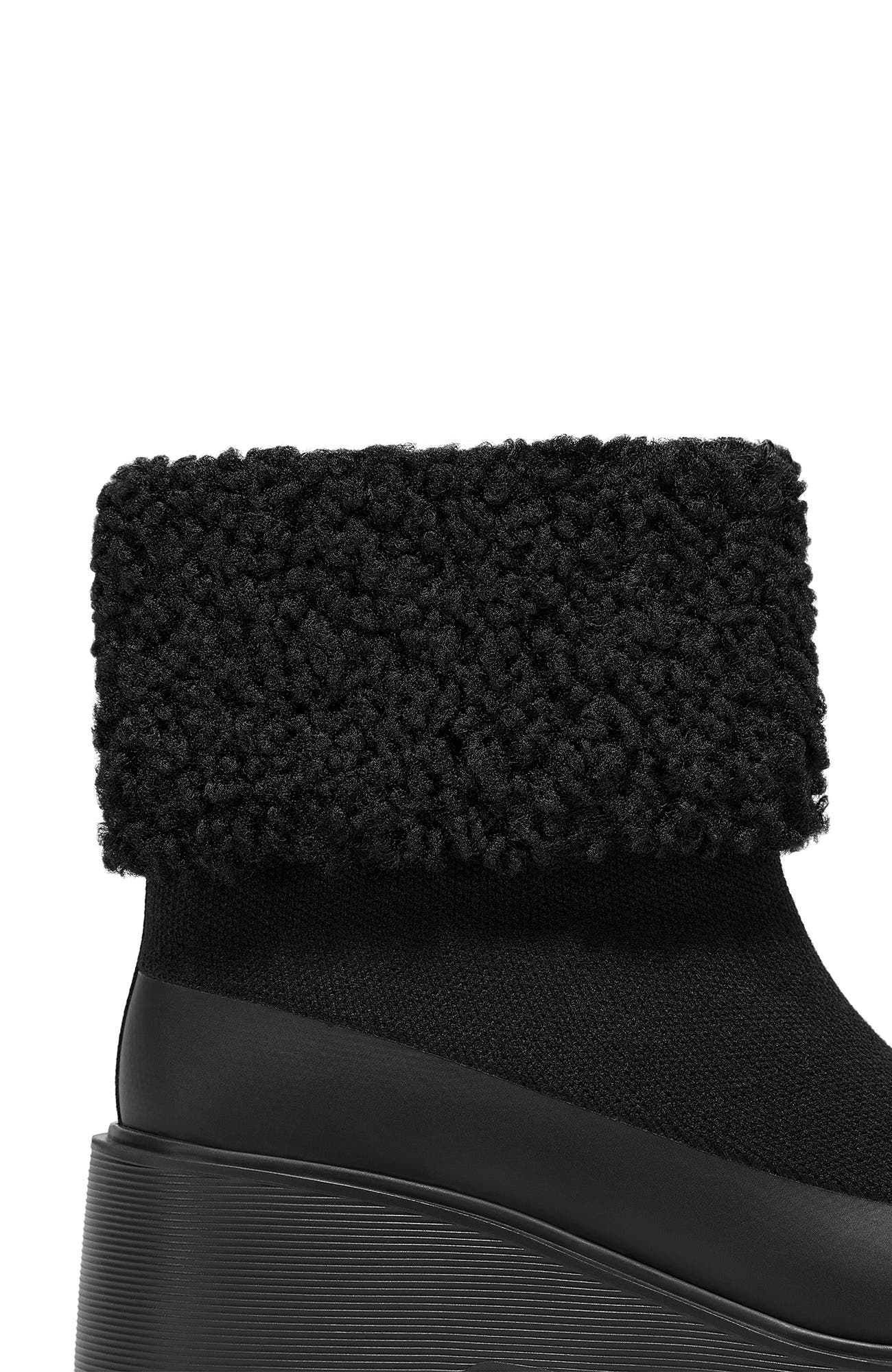 Faux Fur Platform Chunky Wedge Boots, Alternate, color, Black