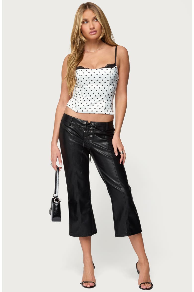 Polka Dot Layered Lace Trim Camisole, Alternate, color, WHITE-AND-BLACK