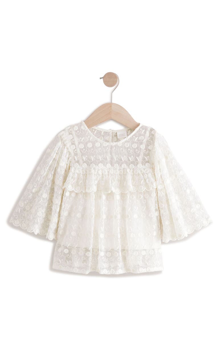 NEXT Kids' Lace Overlay Angel Sleeve Top, Main, color,