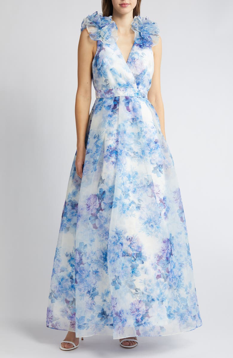 Julia Jordan Ruffle Floral Gown, Main, color, 