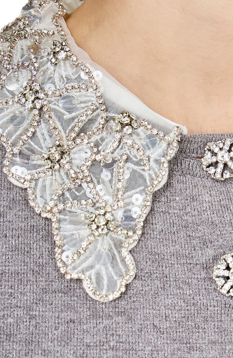 Endless Rose Removable Collar Knit Minidress, Alternate, color, Charcoal