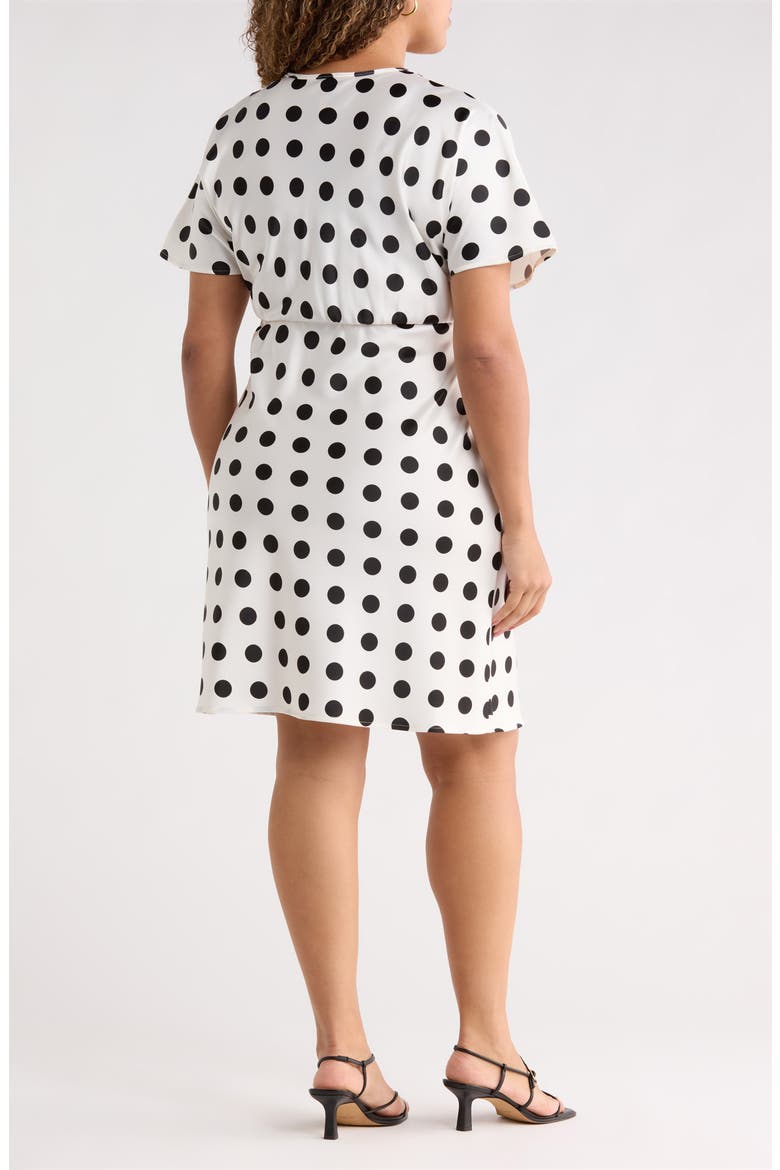 Deep V-Neck Polka Dot Dress, Alternate, color, WHITE