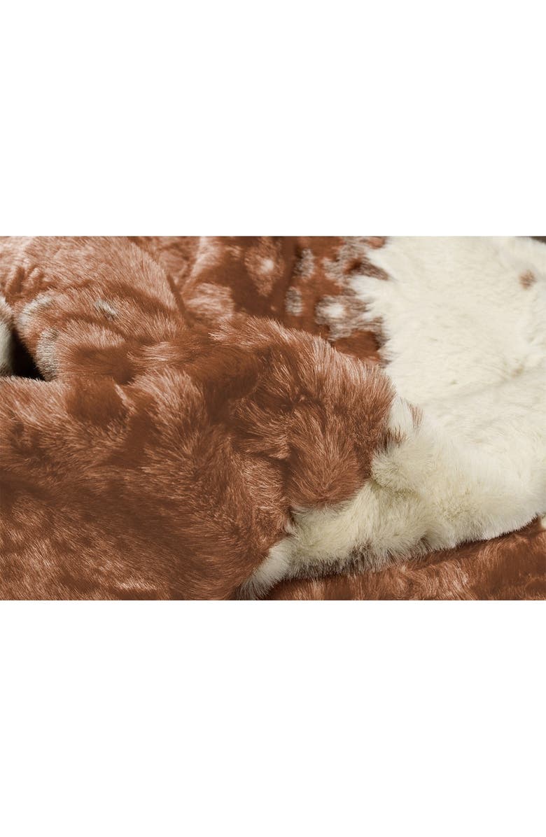 LUXE Faux Fur Hide Area Rug/Throw - Brown/White, Alternate, color,