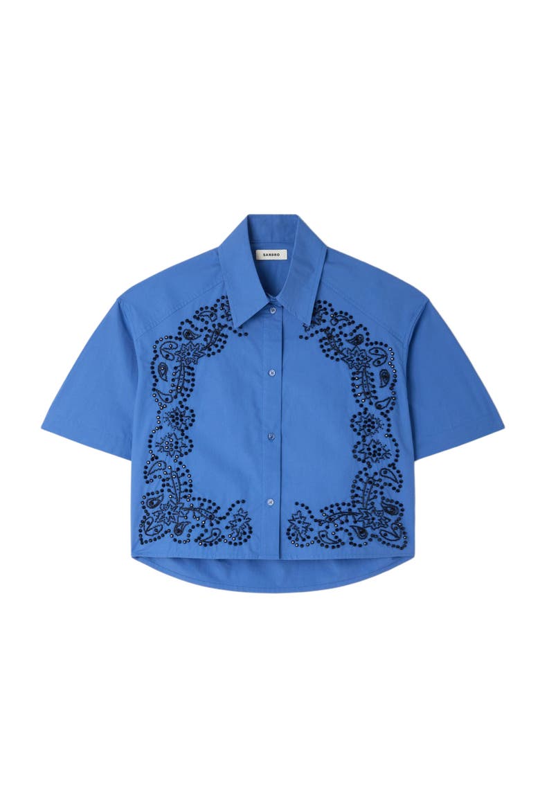 Embroidered and beaded shirt, Alternate, color, Blue