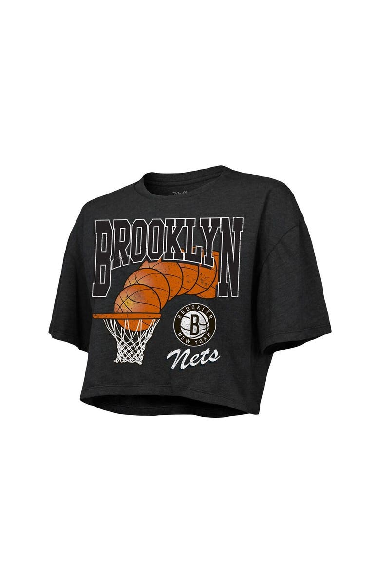 Majestic Threads Women's Majestic Threads Charcoal Brooklyn Nets Bank Shot Cropped T-Shirt, Alternate, color, Charcoal