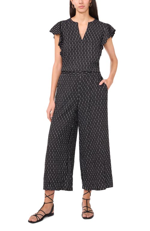 Vince Camuto Textured Stripe Crop Wide Leg Pants In Black
