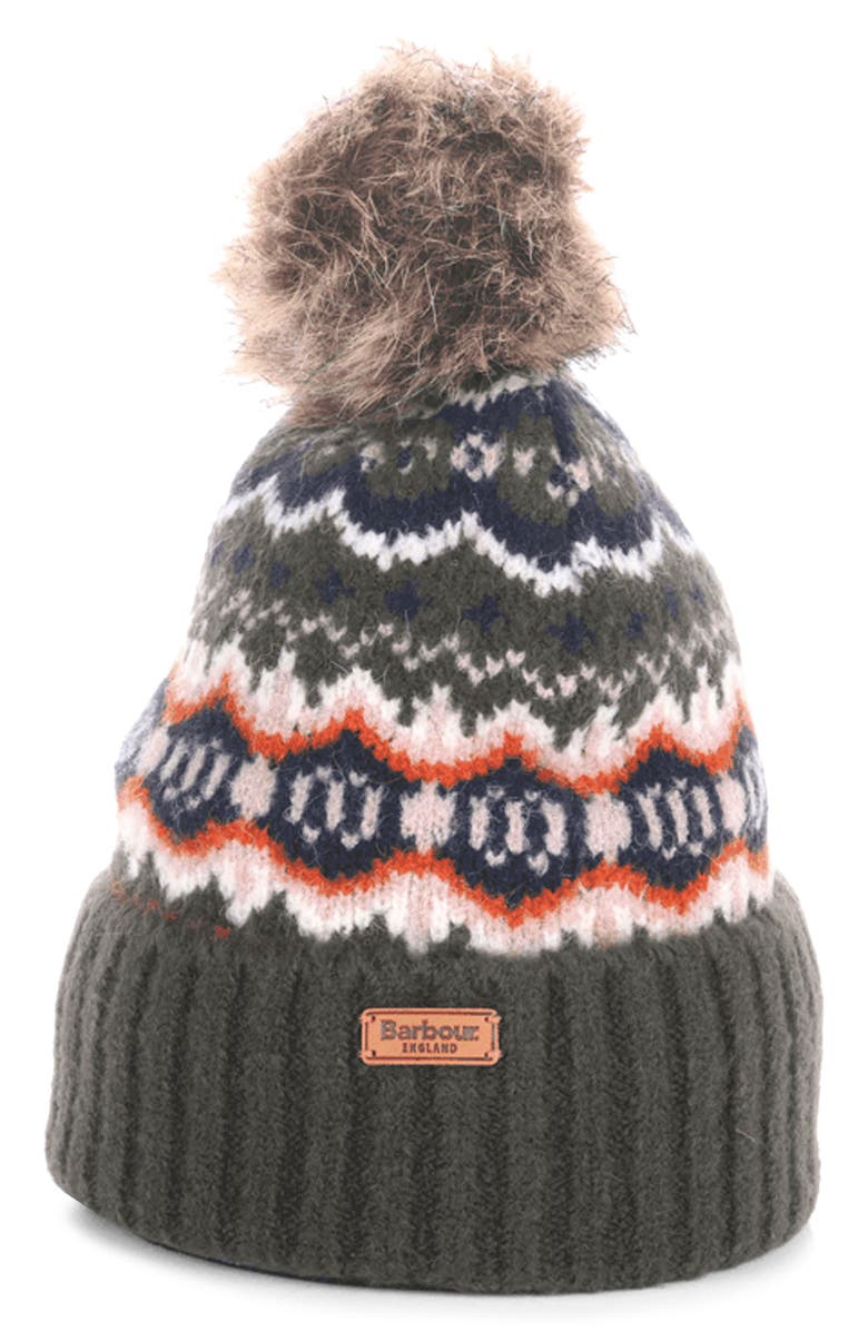 Barbour Helen Fair Isle Beanie, Alternate, color, Olive