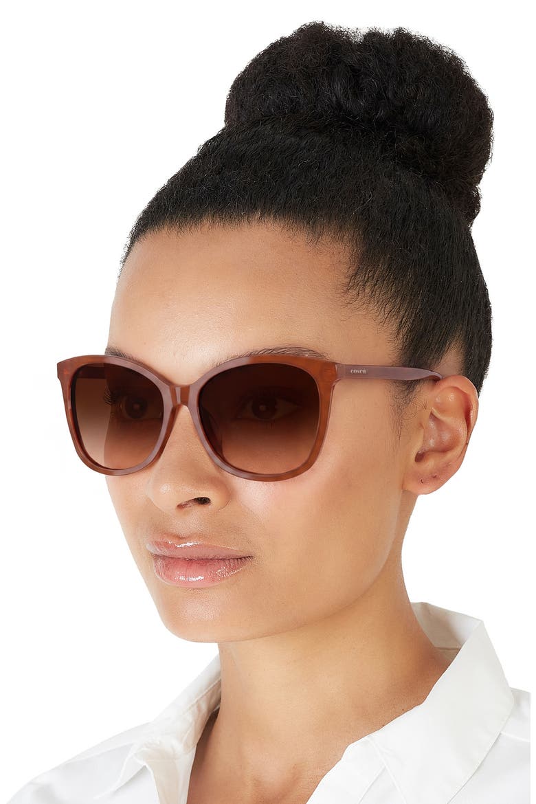 57mm Gradient Square Sunglasses, Alternate, color, MILKY HAZELNUT / BROWN