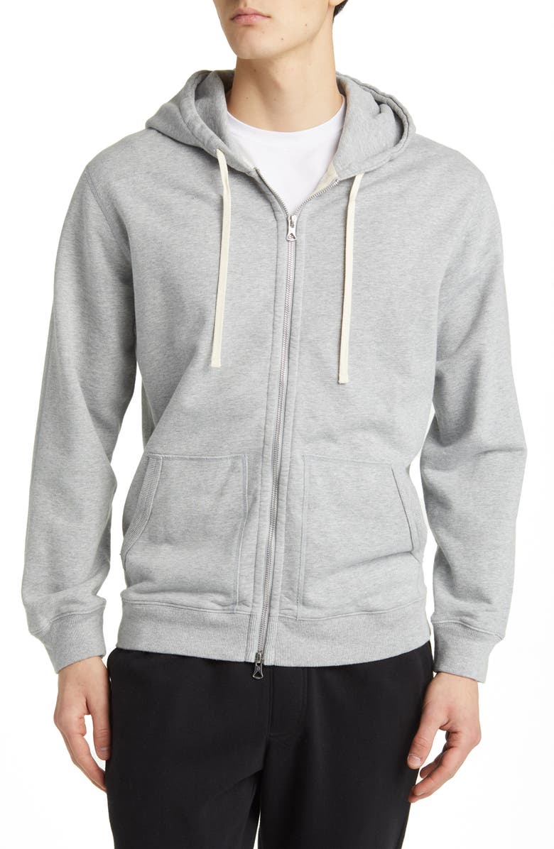 Reigning Champ Midweight Terry Classic Full Zip Hoodie, Alternate, color, Heather Grey