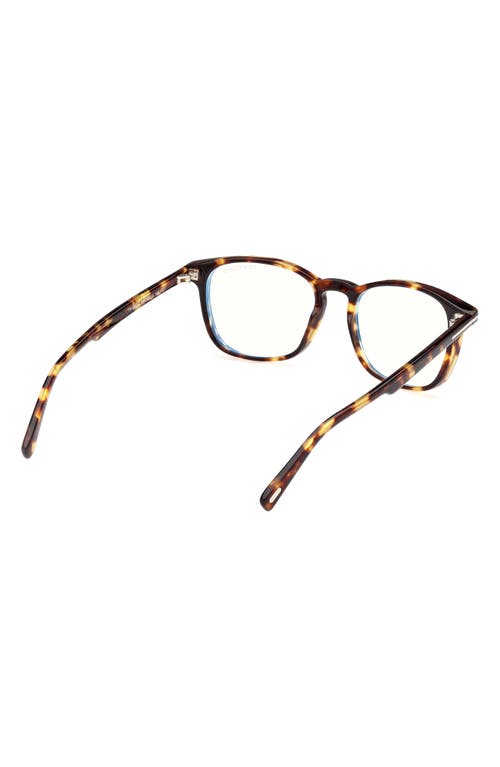Tom Ford 52mm Square Optical Glasses In Havana/t Logo/blue Block