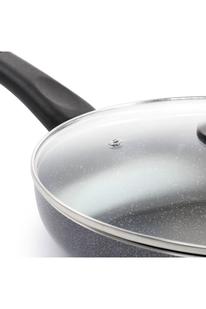 Pallermo 3.5 Quart Aluminum Nonstick Saute Pan  with Lid, Alternate, color, Black