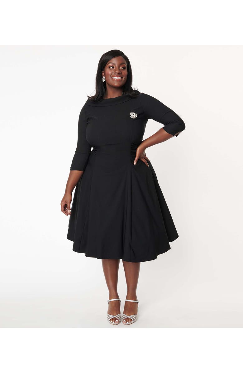Unique Vintage Plus Size Nicola Swing Dress, Alternate, color, Black Accent
