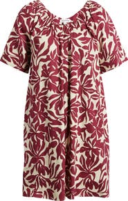 Nordstrom Shirred Linen Blend Minidress