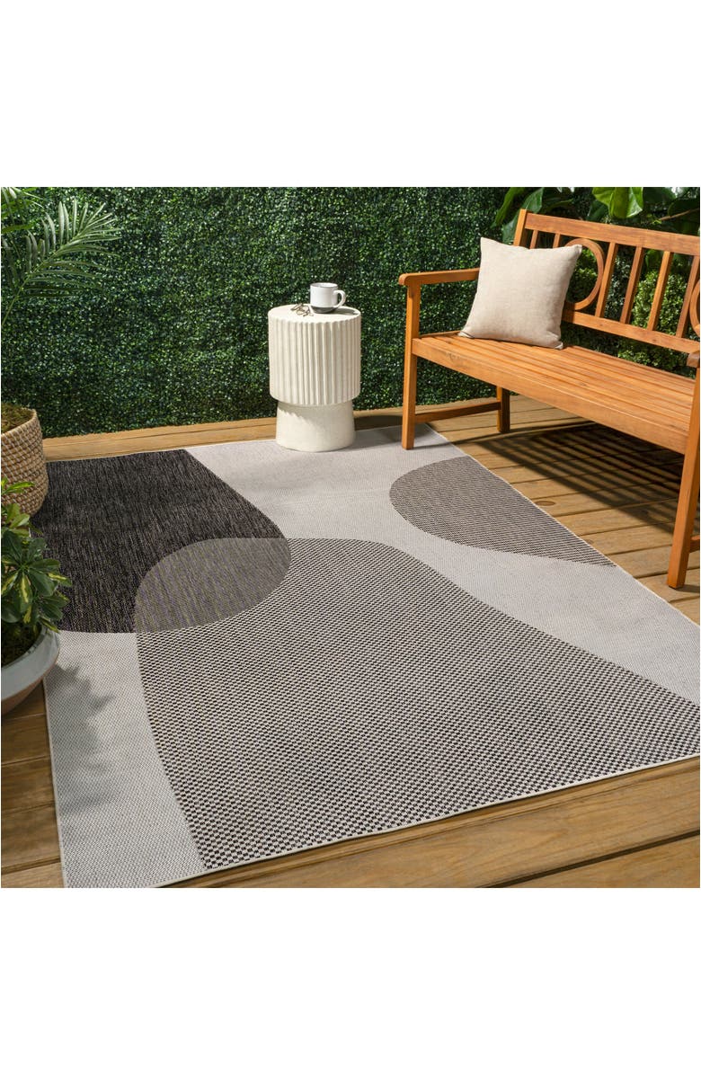 JONATHAN Y Zia Modern Geometric Organic Shapes Indoor/Outdoor Area Rug, Alternate, color, Cream/Black
