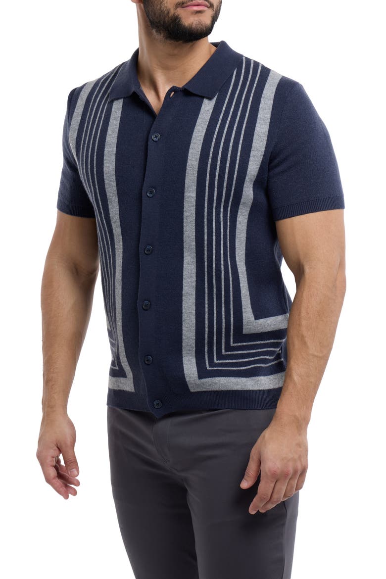 Stripe Polo Sweater, Alternate, color, NAVY