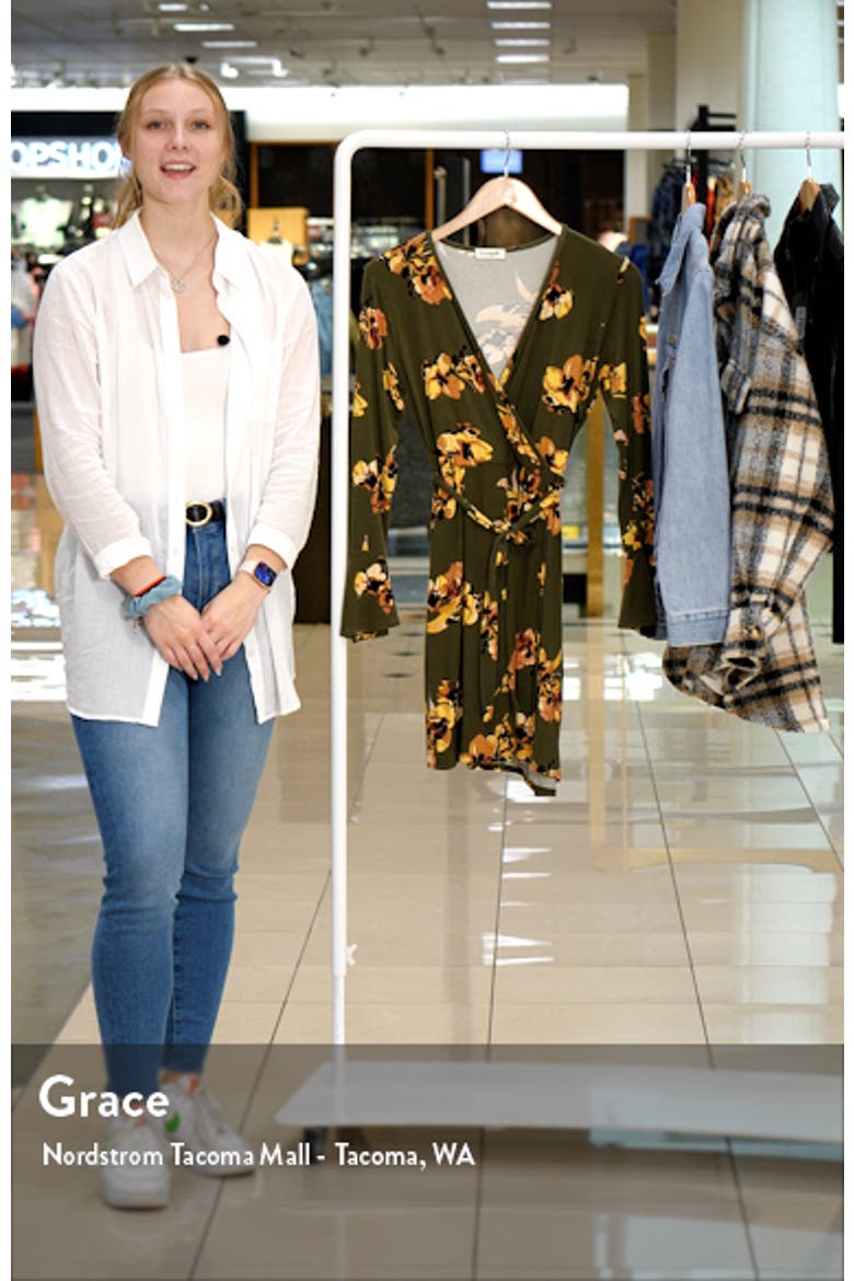 Floral Long Sleeve Faux Wrap Dress video