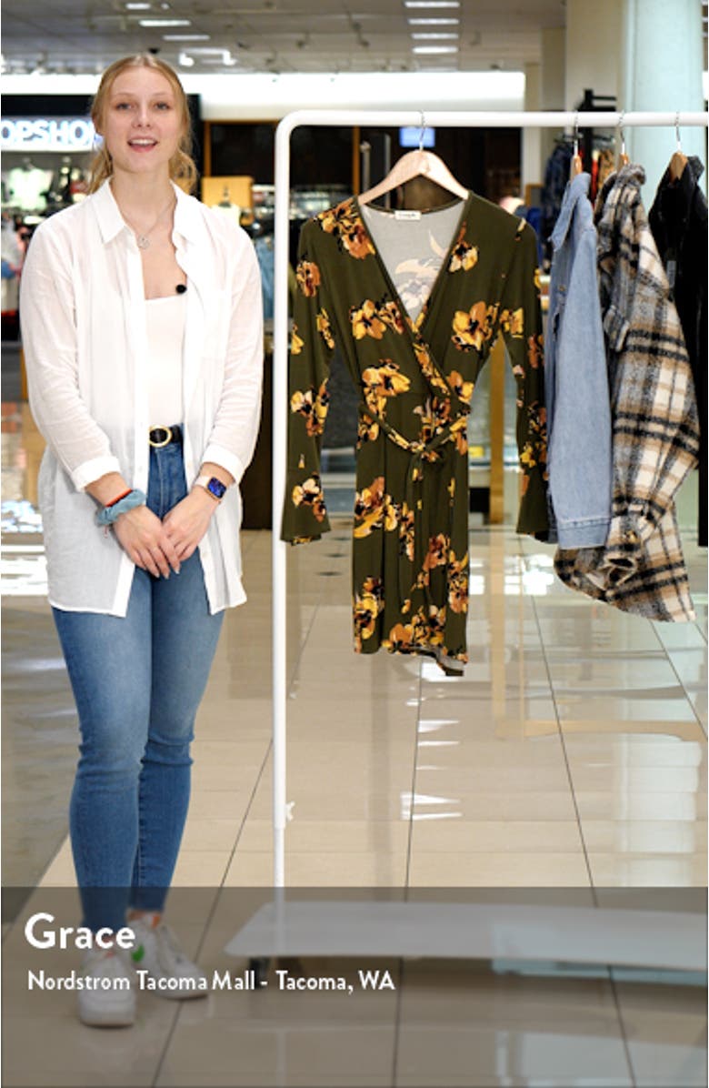 Floral Long Sleeve Faux Wrap Dress, sales video thumbnail