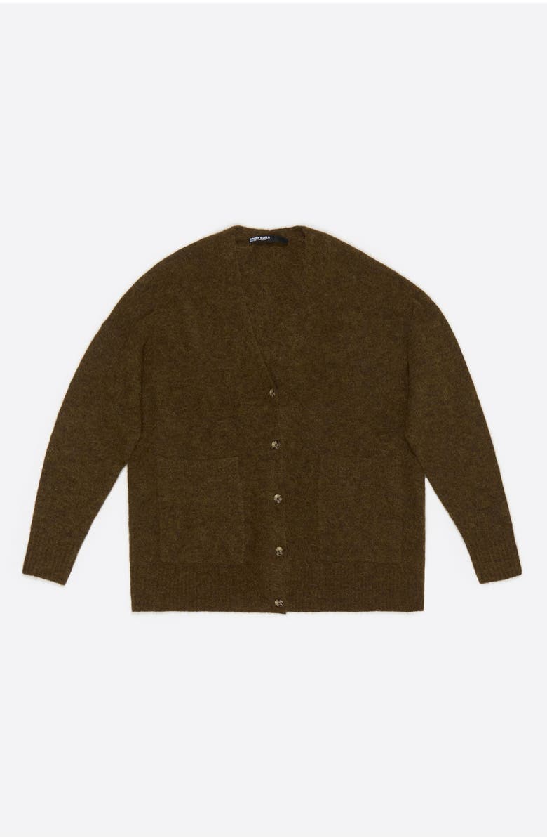 Bimba y Lola Long Alpaca Cardigan, Alternate, color, Dark Khaki