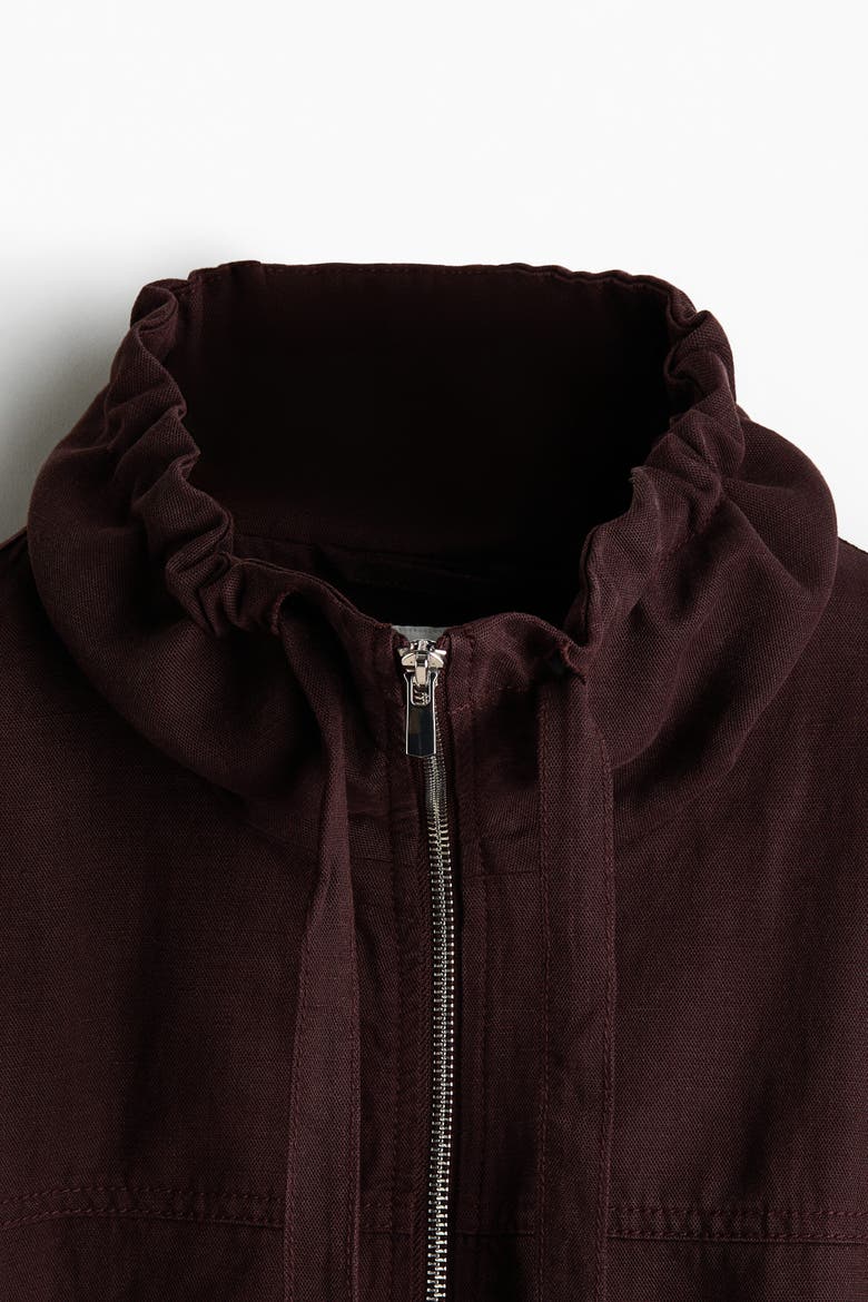 Linen-blend Jacket, Alternate, color, Dark brown