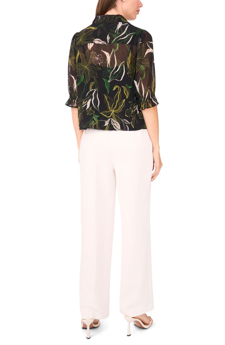 Halogen<sup>®</sup> Ruffle Sleeve Shirt, Alternate, color, Rich Black Floral