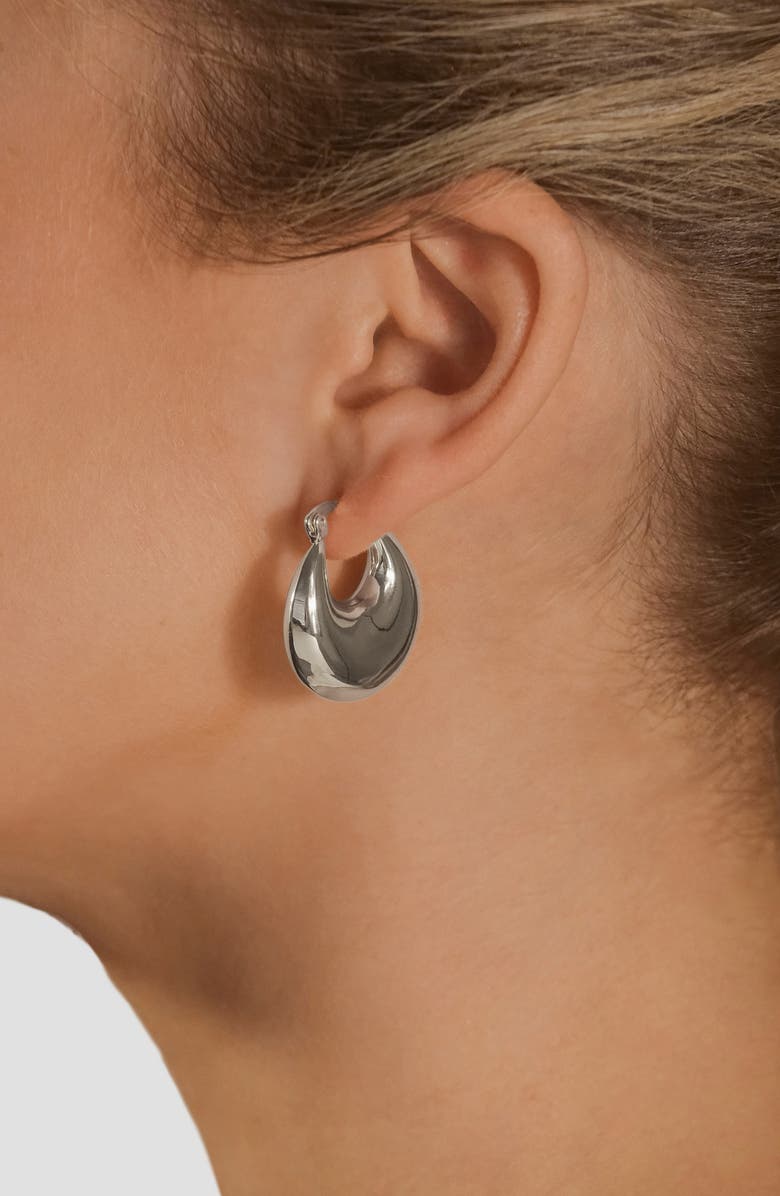 Sterling Forever Brooklyn Chunky Tube Hoop Earrings, Alternate, color, Silver