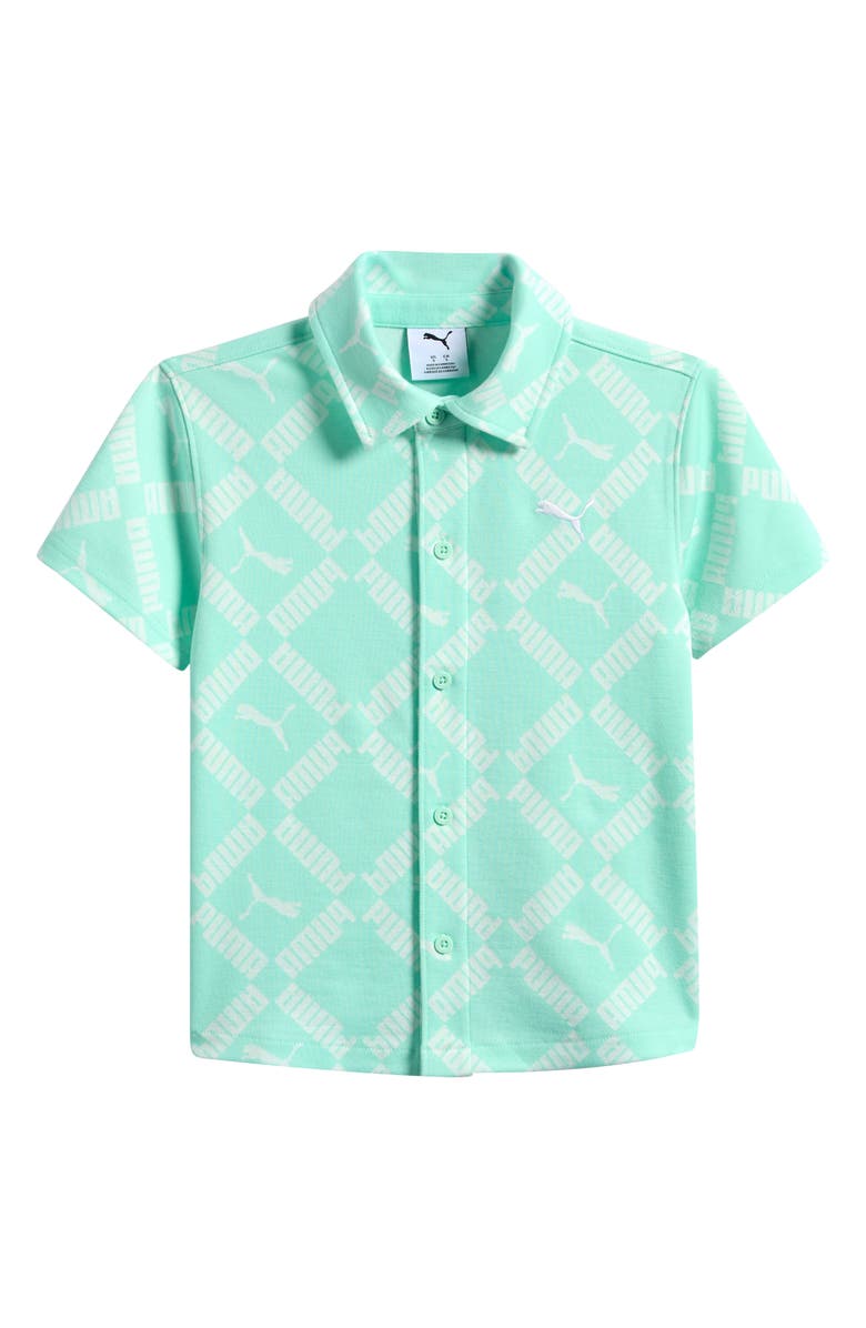 PUMA Kids' Club Pack Knit Button-Up Shirt, Main, color, Mint Chip Indie
