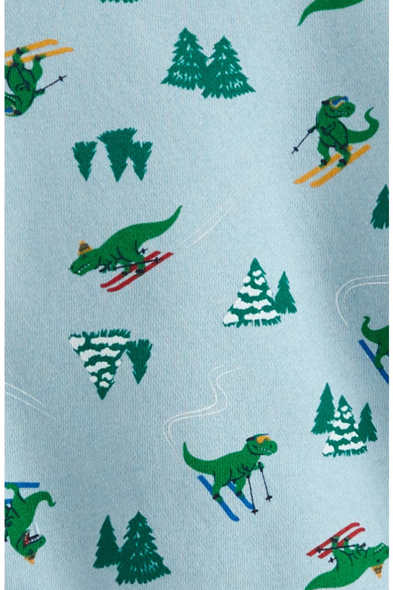 Print Fleece Sweatshirt & Sweatpants Set, Alternate, color, BLUE BASALT DINOSAUR SKI